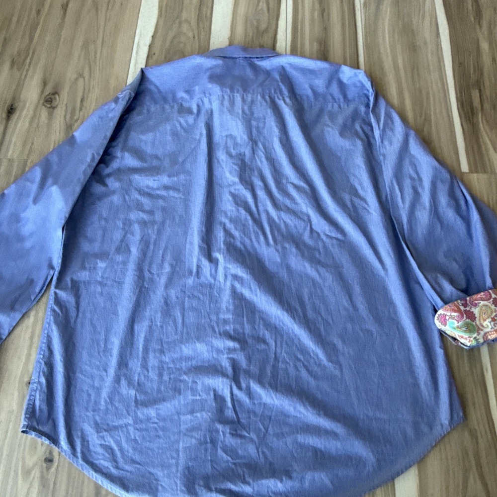 Robert Graham Shirt Men 3XLarge Blue Striped Paisley Cuffs Button Up - Picture 9 of 9